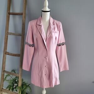 Saint Genies Pink Chain Accent Blazer Jacket Dress Size 6